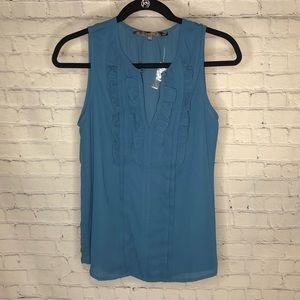 Justfab Blue sleeveless Ruffle Front Blouse Size M